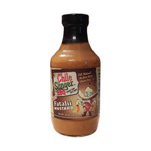 Image of the 20oz bottle of Chile Slinger Fatalii Mustard Sauce